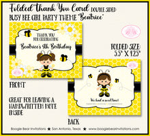 Load image into Gallery viewer, Busy Bee Girl Birthday Party Thank You Note Card Boogie Bear Invitations Beatrice Theme Printed