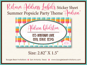 Pink Popsicle Birthday Party Invitation Ice Cream Girl Boogie Bear Invitations Andrea Theme Paperless Printable Printed