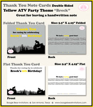 Load image into Gallery viewer, ATV Birthday Party Thank You Card Birthday Yellow Quad 4 Wheeler Boogie Bear Invitations Breck Theme Printed