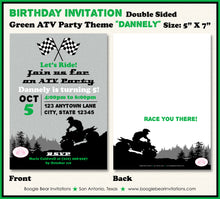 Load image into Gallery viewer, Green ATV Green Birthday Party Invitation Quad 4 Wheeler Boogie Bear Invitations Dannely Theme Printed