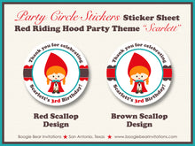 Load image into Gallery viewer, Red Riding hood Party Circle Stickers Birthday Sheet Round Little Girl Boogie Bear Invitations Scarlett Theme