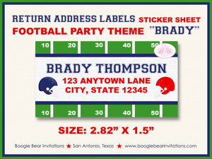 Football Red Blue Birthday Party Invitation Girl Boy Boogie Bear Invitations Brady Theme Paperless Printable Printed