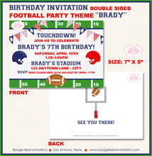 Load image into Gallery viewer, Football Red Blue Birthday Party Invitation Girl Boy Boogie Bear Invitations Brady Theme Paperless Printable Printed