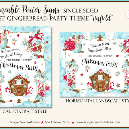 Sweet Gingerbread Christmas Party Sign Poster Boogie Bear Invitations Linfield Theme