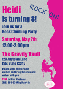 Rock Mountain Climbing Party Invitation Birthday Girl Pink Boogie Bear Invitations Heidi Theme Printed