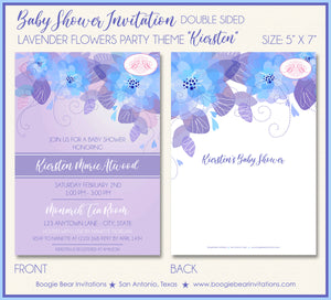 Lavender Flowers Baby Shower Invitation Party Boogie Bear Invitations Kiersten Theme Paperless Printable Printed