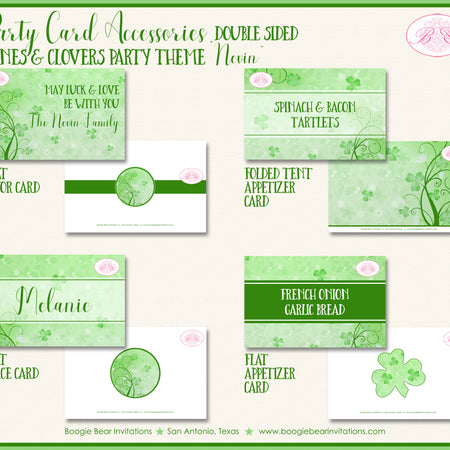 St. Patrick's Day Favor Party Card Appetizer Vines Clovers Boogie Bear Invitations Nevin Theme