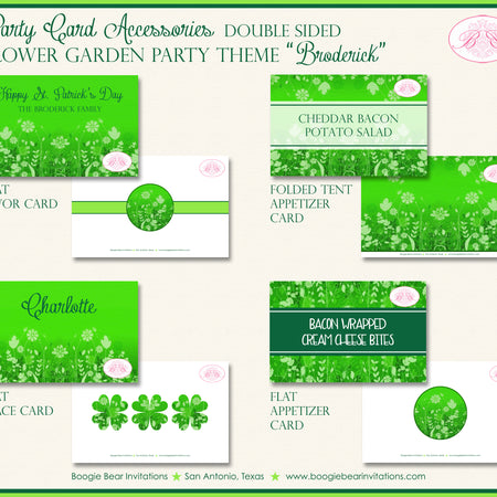 St. Patrick's Day Favor Party Card Appetizer Flower Garden Boogie Bear Invitations Broderick Theme