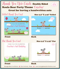Load image into Gallery viewer, Koala Bear Party Thank You Card Birthday Pink Girl Boogie Bear Invitations Caroline Theme Printed