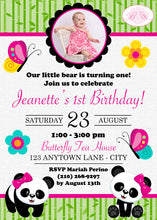 Load image into Gallery viewer, Panda Bear Birthday Party Invitation Photo Girl Pink Boogie Bear Invitations Jeanette Theme Paperless Printable Printed