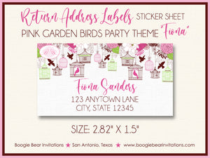 Pink Garden Birds Baby Shower Invitation Girl Party Boogie Bear Invitations Fiona Theme Paperless Printable Printed