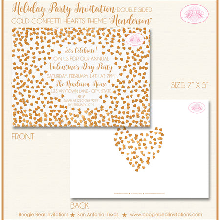 Gold Confetti Hearts Valentine's Party Invitation Boogie Bear Invitations Henderson Theme Paperless Printable Printed