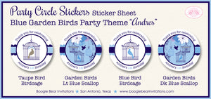 Blue Garden Birds Party Stickers Circle Sheet Round Birthday Boy Birdcage Boogie Bear Invitations Andres Theme