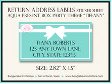 Load image into Gallery viewer, Aqua Blue Present Box Birthday Party Invitation Black Formal Boogie Bear Invitations Tiana Theme Paperless Printable Printed