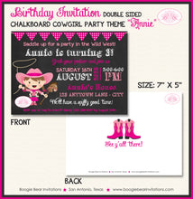 Load image into Gallery viewer, Chalkboard Pink Cowgirl Party Invitation Birthday Girl Horse Hat Boots Farm Boogie Bear Invitations Annie Theme Paperless Printable Printed