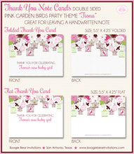 Load image into Gallery viewer, Pink Bird Flower Garden Party Thank You Card Baby Shower Birdcage Girl Boogie Bear Invitations Fiona Theme