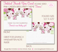 Load image into Gallery viewer, Pink Bird Flower Garden Party Thank You Card Baby Shower Birdcage Girl Boogie Bear Invitations Fiona Theme