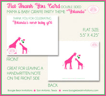 Load image into Gallery viewer, Pink Green Giraffe Thank You Card Baby Shower Girl Boogie Bear Invitations Yolanda Theme Printed