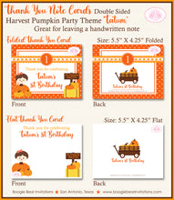 Load image into Gallery viewer, Pumpkin Harvest Party Thank You Cards Birthday Fall Autumn Boogie Bear Invitations Tatum Theme Printed