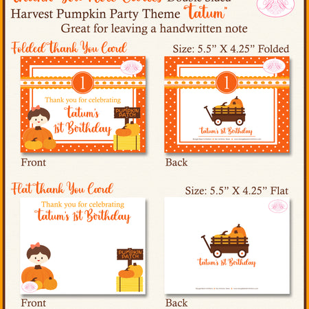 Pumpkin Harvest Party Thank You Cards Birthday Fall Autumn Boogie Bear Invitations Tatum Theme Printed