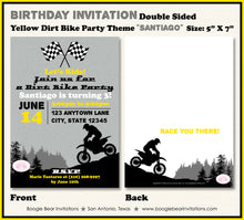 Load image into Gallery viewer, Dirt Bike Birthday Party Invitation Yellow Black Boogie Bear Invitations Santiago Theme Printed