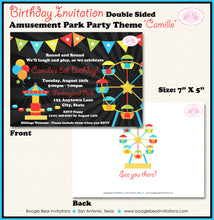 Load image into Gallery viewer, Amusement Park Birthday Party Invitation Red Boogie Bear Invitations Camillo Theme Paperless Printable Printed