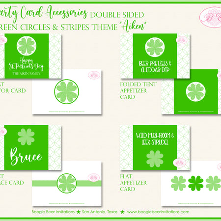 St. Patrick's Day Favor Party Card Appetizer Green Circles Boogie Bear Invitations Aiken Theme