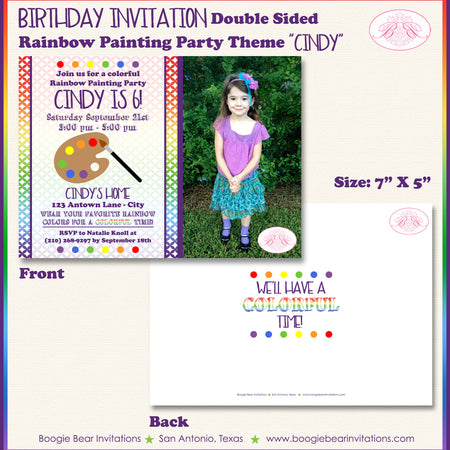 Rainbow Painting Birthday Party Invitation Photo Boogie Bear Invitations Cindy Theme Paperless Printable Printed