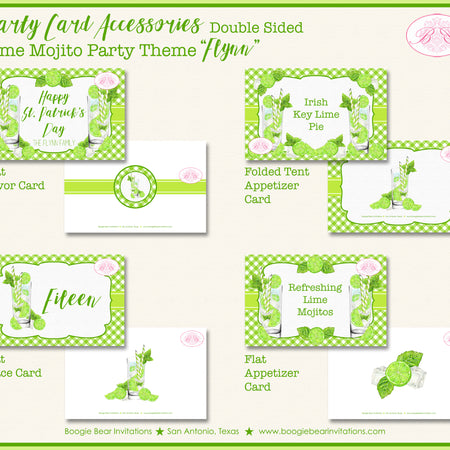 Lime Mojito Favor Party Card Appetizer St. Patrick's Day Boogie Bear Invitations Flynn Theme