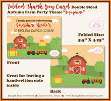 Load image into Gallery viewer, Autumn Farm Party Thank You Card Birthday Fall Harvest Boogie Bear Invitations Josephine Theme Printed