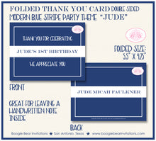 Load image into Gallery viewer, Modern Blue Stripe Party Thank You Card Birthday Boy Boogie Bear Invitations Jude Theme Printed