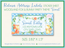Load image into Gallery viewer, Woodland Bunny Fox Baby Shower Invitation Blue Garden Boogie Bear Invitations Scout Theme Paperless Printable Printed