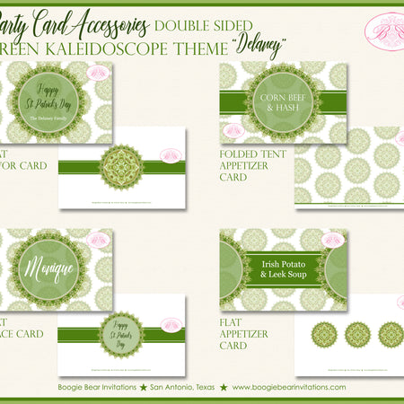 Green Kaleidoscope Favor Party Card Appetizer Boogie Bear Invitations Delaney Theme