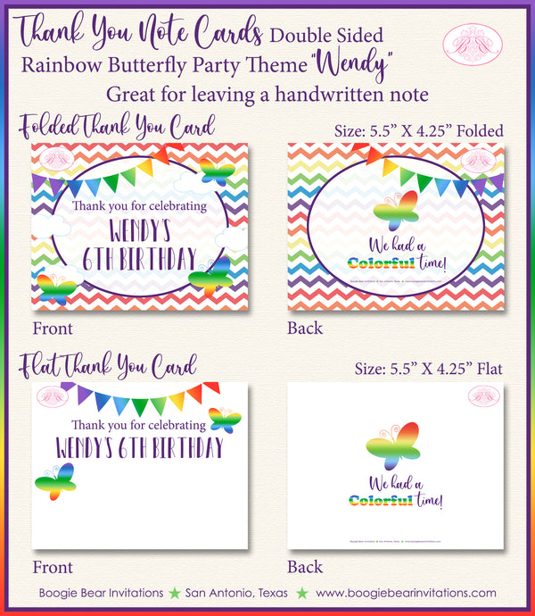 Rainbow Thank You Card Birthday Party Painting Boogie Bear Invitations Wendy Theme Printed