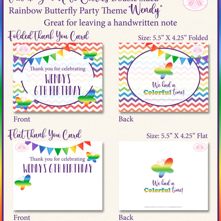 Rainbow Thank You Card Birthday Party Painting Boogie Bear Invitations Wendy Theme Printed