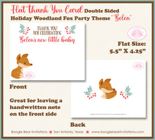 Load image into Gallery viewer, Woodland Holiday Fox Party Thank You Card Baby Shower Winter Christmas Boogie Bear Invitations Belen Theme Printed