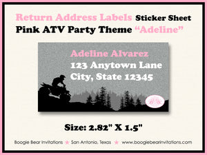 Pink ATV Birthday Party Invitation Girl Quad 4 Wheeler Boogie Bear Invitations Adeline Theme Printed