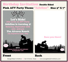 Load image into Gallery viewer, Pink ATV Birthday Party Invitation Girl Quad 4 Wheeler Boogie Bear Invitations Adeline Theme Printed