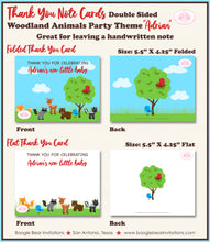 Load image into Gallery viewer, Woodland Animals Party Thank You Card Baby Shower Forest Creatures Boogie Bear Invitations Adrian Theme Printed