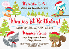 Load image into Gallery viewer, Woodland Animals Birthday Party Invitation Christmas Winter Boogie Bear Invitations Winnie Theme Paperless Printable Printed