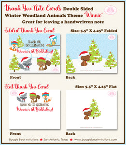 Winter Woodland Animals Party Thank You Card Note Birthday Christmas Boogie Bear Invitations Winnie Theme Printed