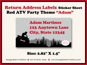 Red ATV Birthday Party Invitation Quad 4 Wheeler Boogie Bear Invitations Adam Theme Printed