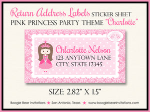 Pink Princess Birthday Party Invitation Royal Girl Boogie Bear Invitations Charlotte Theme Paperless Printable Printed