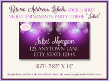 Load image into Gallery viewer, Purple Glowing Ornaments Birthday Party Invitation Violet Boogie Bear Invitations Juliet Theme Paperless Printable Printed