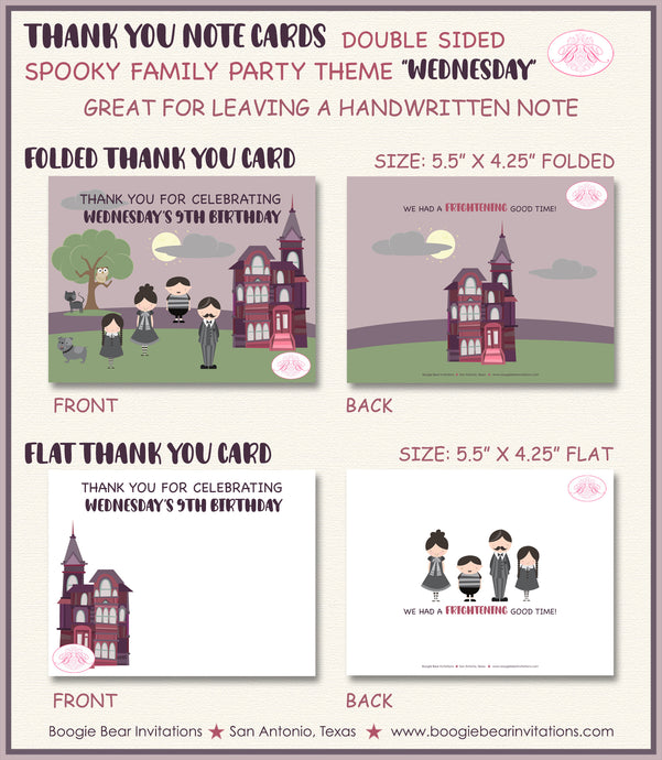 Halloween  Party Thank You Card Birthday Spooky Family Boogie Bear Invitations Wednesday Theme Printed