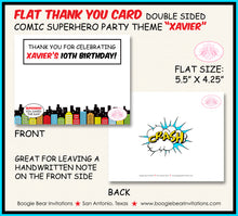 Load image into Gallery viewer, Superhero Birthday Party Thank You Card Super Hero Comic Boogie Bear Invitations Xavier Theme Printed