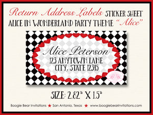 Alice In Wonderland Birthday Party Invitation Queen of Hearts Boogie Bear Invitations Paperless Printable Printed