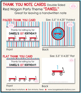 Red Wagon Birthday Party Thank You Card Birthday Boy Girl Ride Boogie Bear Invitations Daniel Theme Printed
