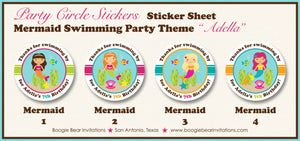 Mermaid Swimming Birthday Party Stickers Circle Sheet Pool Ocean The Sea Boogie Bear Invitations Adella Theme