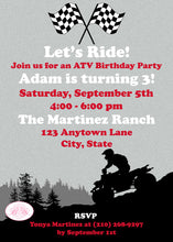Load image into Gallery viewer, Red ATV Birthday Party Invitation Quad 4 Wheeler Boogie Bear Invitations Adam Theme Printed